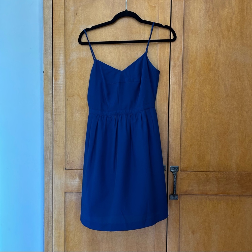 Spaghetti strap dress navy blue with pockets JCrew size 0